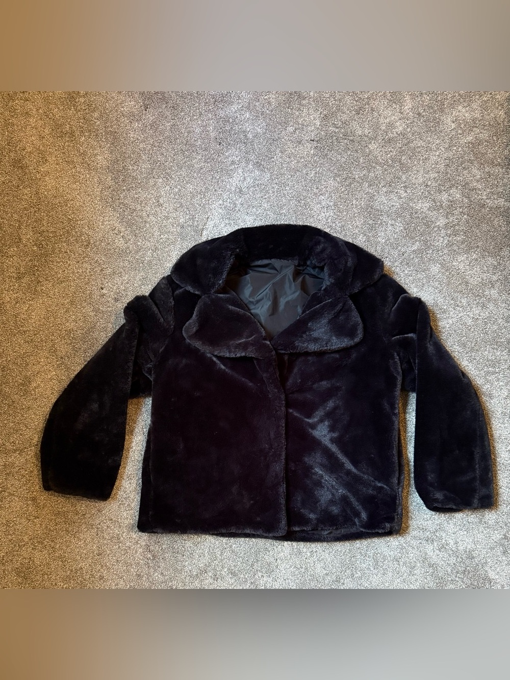 Nine West Reversible Faux Fur Cropped Jacket - Black - Size Large